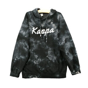 Independent Men's Kappa Hoodie Sweatshirt Black Blue Medium Long Sleeve Tie Dye